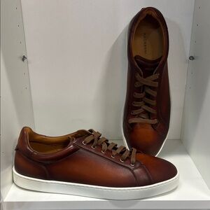 🔥🔥 MAGNANNI COSTA LO Men's Cognac Leather Low-Top Sneakers size 11